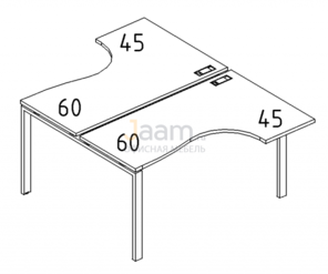 Мебель для персонала Рабочая станция со столами эргономичными "Классика"на металлокаркасе DUE Б2 181 БП