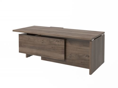 Стол руководителя с опорной тумбой Festus FI-121R.DD 1800x2100x750 (Орех Пацифик Табак)