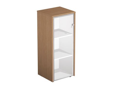 Шкаф для документов со стеклянной дверью левый Profiquadro КВ 314 БВ 500x460x1220 (Белый премиум / Вишня скандинавская)