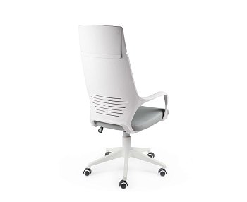 Кресло офисное / IQ / (white+grey) белый пластик / серая ткань