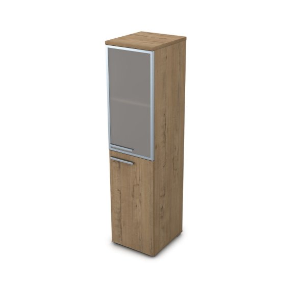 9ПЛ.004.8 Пенал со стеклом (400x450x1645) , левый (Teakwood)