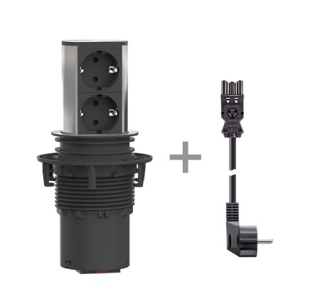 ELEVATOR 2 x 220V блок розеточ (СЕРЕБРИСТ.)
