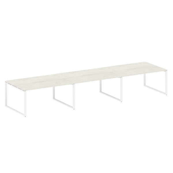 Переговорный стол 3 столешницы Metal System Style БО.ПРГ-3.4 4800x1235x750 (Дуб Наварра/Белый металл)