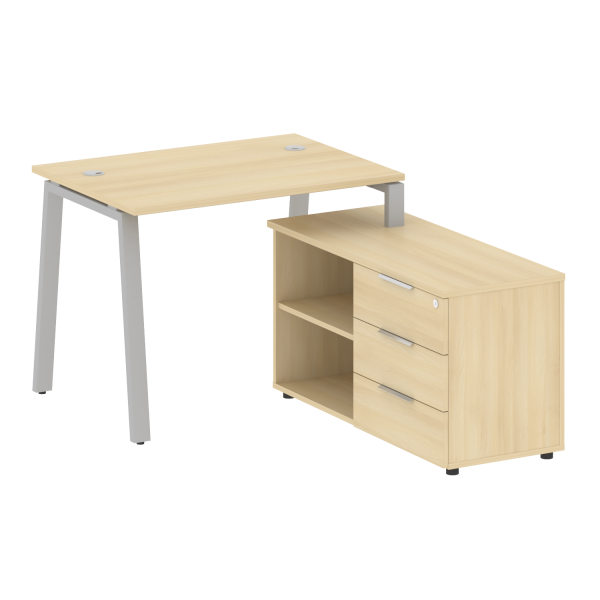 Рабочая станция с тумбой на А-образном м/к Metal System Style БА.РС-СТС-2.1 (R) 1100x1520x750