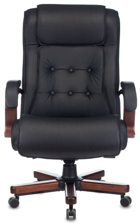 Кресло руководителя T-9926WALNUT черный кожа крестов. металл/дерево (Черный)