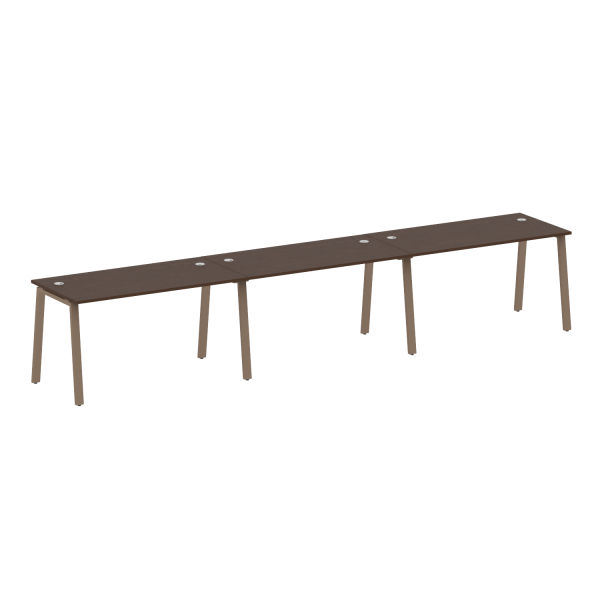 Рабочая станция на 3 рабочих места на А-образном м/к Metal System Style БА.СМ-3.3 4200x720x750 (Венге Цаво/Мокко металл)