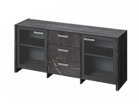 Тумба для документов Festus FI-13-02.G 1804x460x806 (Древесина Графит/Камень Пьетра Гриджиа черный)