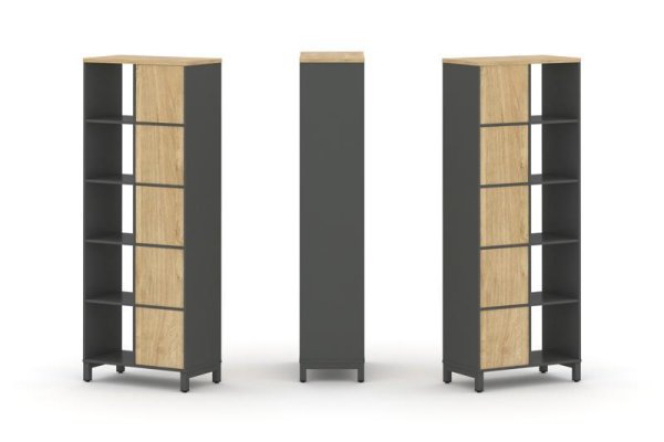 Набор стеллажа 2-х сторонний, 5 ярусов SN.NSD-521 (754х400х1982) (Антрацит/Тиквуд Светлый/Металл Антрацит)