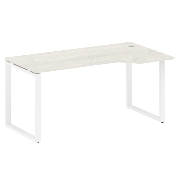 Стол криволинейный левый Metal System Style БО.СА-1 Пр 1600x900x750 (Дуб Наварра/Белый металл)