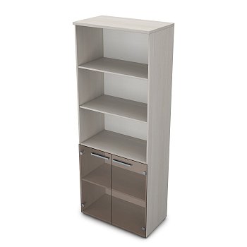9Ш.005.14 Шкаф высокий со стеклом и открытыми полками (800x450x2045)