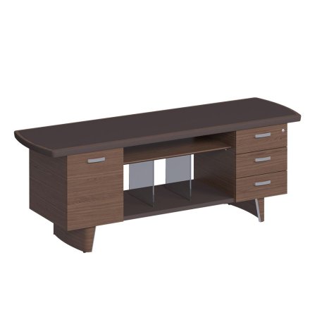 Греденция 3 ящика + 1 дверь, дерево, полка стекло, топ кожа ISixty CLX1P 2000x600x720 (Табачный Ясень)