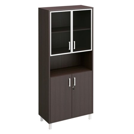 Шкаф для документов стекло в рамке + ДСП с замком + ниша Борн B 430-823-1 900x450x2074 (Венге)