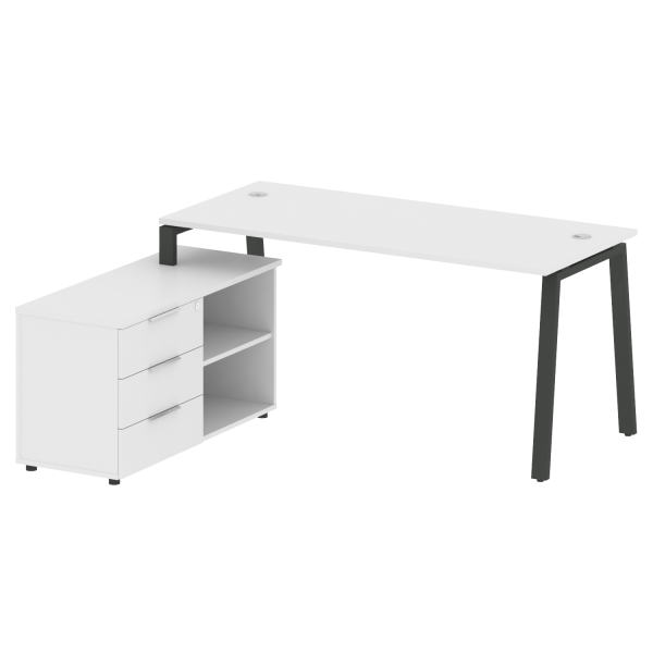 Рабочая станция с тумбой на А-образном м/к Metal System Style БА.РС-СТС-2.4 (L) 1700x1520x750