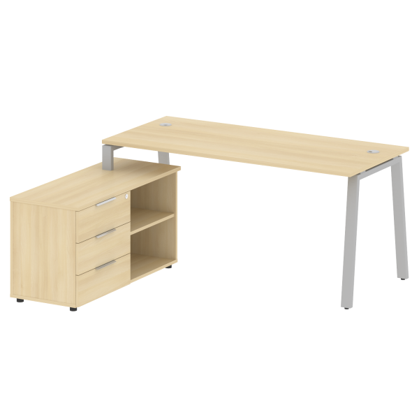 Рабочая станция с тумбой на А-образном м/к Metal System Style БА.РС-СТС-2.4 (L) 1700x1520x750