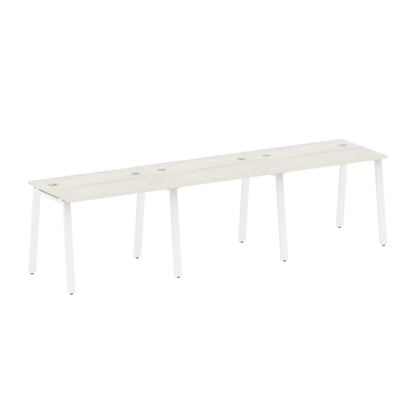 Рабочая станция на 3 рабочих места на А-образном м/к Metal System Style БА.СМ-3.1 3000x720x750 (Дуб наварра/Белый металл)
