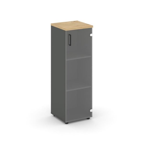 Шкаф средний узкий SN.STU.E-205(R) (400х400х1203) (Антрацит/Тиквуд Светлый/Прозрачный)