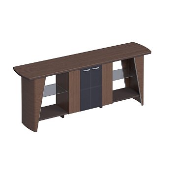 Греденция топ дерево, двери стекло+дерево, полки стекло ISixty VLB260 2600x600x1020
