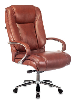 Кресло руководителя T-9925SL светло-коричневый Leather EiCHel кожа крестов. металл хром