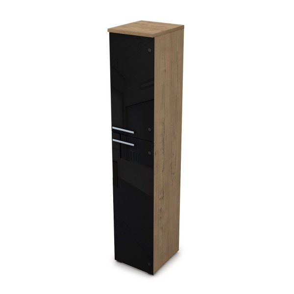 9ПП.005.23 Пенал высокий со стеклом (400x450x2045), правый (Teakwood)