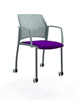 Стул на 4 ногах и колёсах Rewind ЦБ-00016959 Фуксия/Серый