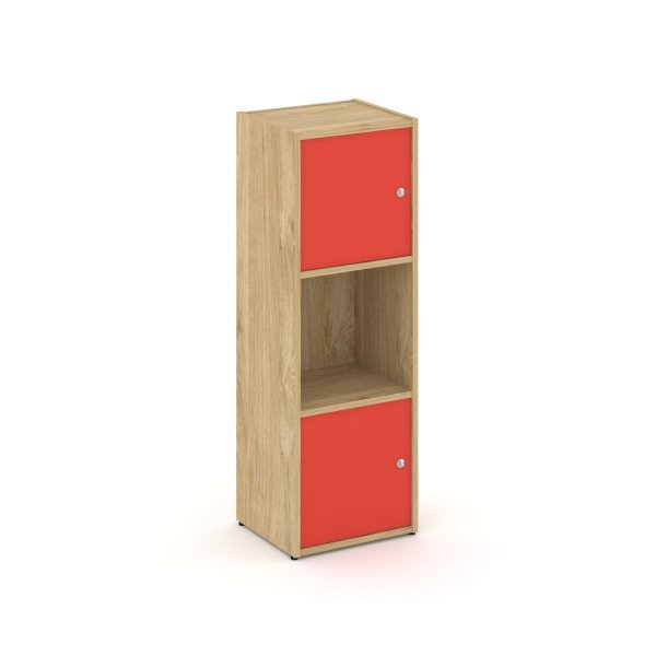 Стеллаж Locker Plus LK.K-001 408x350x1203 (Тиквуд Светлый | Красный)
