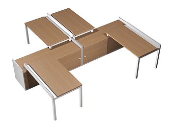 Рабочая станция (4x120) с ProSystem на 2-x опорных тумбах-купе Profiquadro КВ 0182 БВ 2790x3600x750